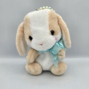 Pote USA Loppy Bunny Rabbit Tan & White Japan Plush Toy 6" Zipper Back Amuse
